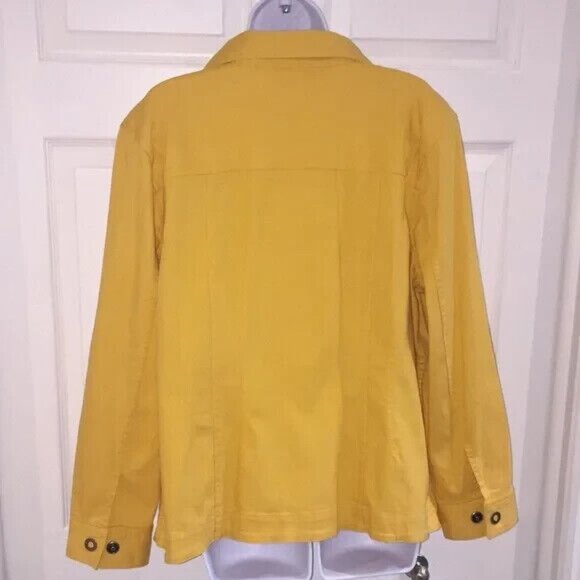 CJ Banks Stretch Woman’s Cotton Jean Jacket Plus Size 1X (16/18W) Mustard Color - Picture 3 of 10